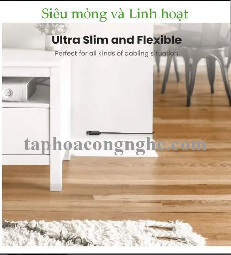 Ugreen 70654 5M cat6a 10Gbps 500MHz OD2.8mm Utp cáp mạng siêu mỏng thuần đồng màu đen NW122 30070654